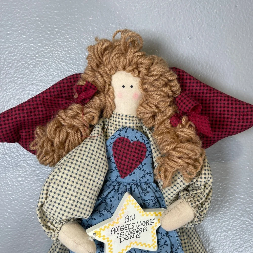 Vintage‎ House of Lloyd Country Cloth Angel With Plaid Dress Holding a Star - Picture 6 of 9